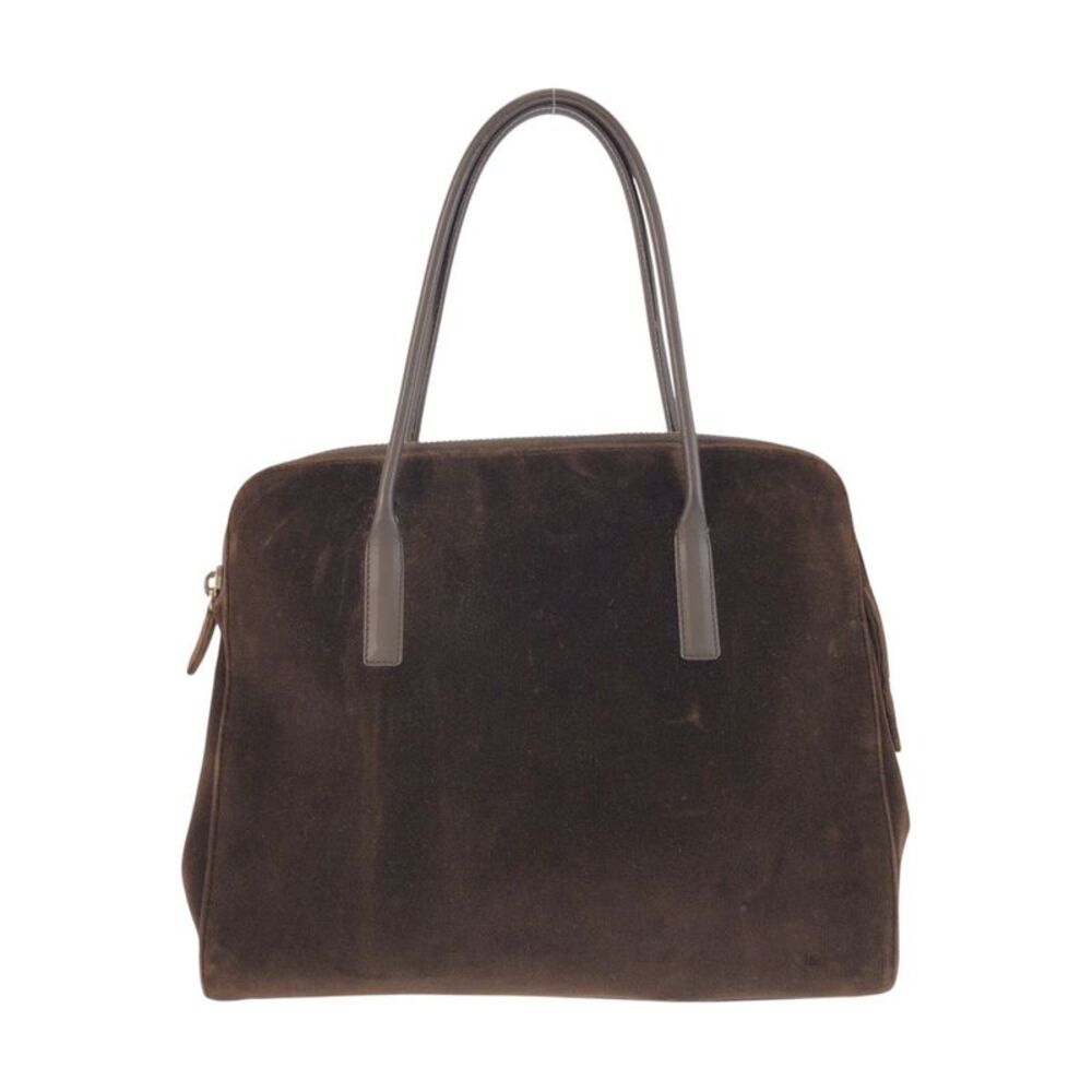 Prada Brown Velour Leather Tote Bag